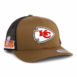 Kansas City Chiefs Super Bowl LIX 3D YP Snapback Trucker Hat- Coyote Brown